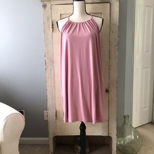 Its Too Cool For School Dusty Rose Halter/Spaghetti Loop Neck Dress